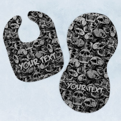 Skulls Baby Bib & Burp Set w/ Name or Text