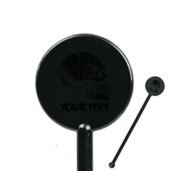 Custom Skulls 5.5" Round Plastic Stir Sticks - Black - Single Sided (Personalized)