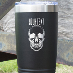Skulls 20 oz Stainless Steel Tumbler - Black - Double Sided (Personalized)