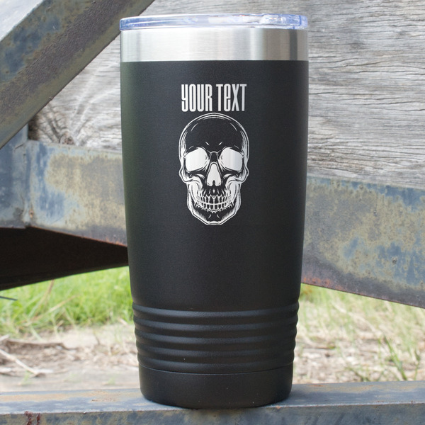 Custom Skulls 20 oz Stainless Steel Tumbler - Black - Single Sided (Personalized)