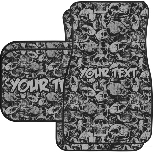 Custom Skulls Car Floor Mats Set - 2 Front & 2 Back (Personalized)