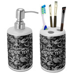 Skulls Ceramic Bathroom Accessories Set (Personalized)