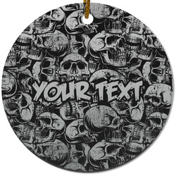 Skulls Round Ceramic Ornament w/ Name or Text