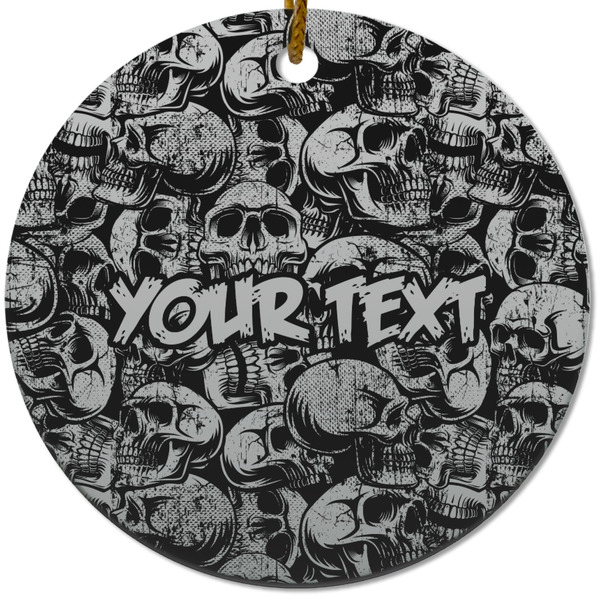 Custom Skulls Round Ceramic Ornament w/ Name or Text