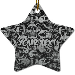 Skulls Star Ceramic Ornament w/ Name or Text