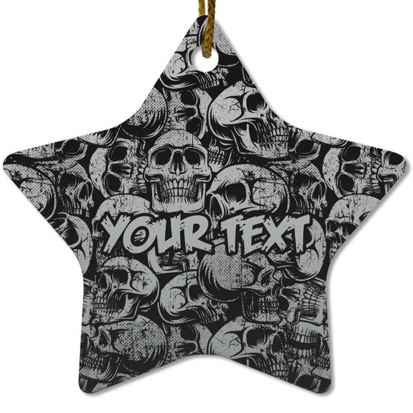 Custom Skulls Star Ceramic Ornament w/ Name or Text