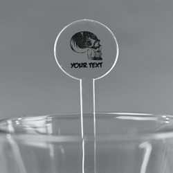 Skulls 7" Round Plastic Stir Sticks - Clear (Personalized)