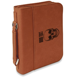 Skulls Leatherette Bible Cover with Handle & Zipper - Small - Single Sided (Personalized)