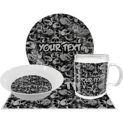 Skulls Dinner Set - Single 4 Pc Setting w/ Name or Text