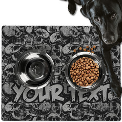 Skulls Dog Food Mat - Large w/ Name or Text