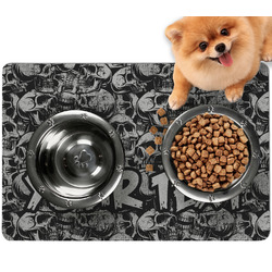 Skulls Dog Food Mat - Small w/ Name or Text