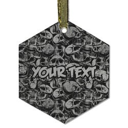 Skulls Flat Glass Ornament - Hexagon w/ Name or Text