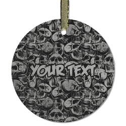 Skulls Flat Glass Ornament - Round w/ Name or Text