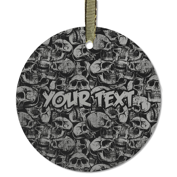 Custom Skulls Flat Glass Ornament - Round w/ Name or Text