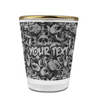 Skulls Glass Shot Glass - 1.5 oz - with Gold Rim - Single (Personalized)