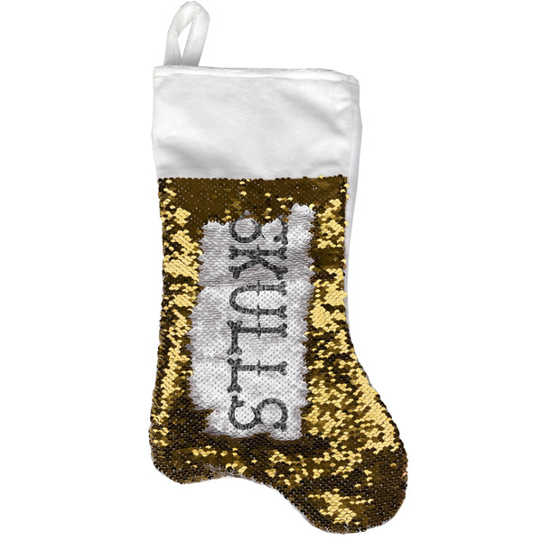 Custom Skulls Reversible Sequin Stocking - Gold (Personalized)