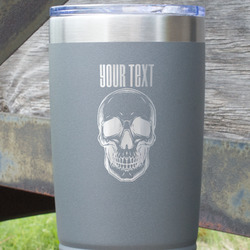 Skulls 20 oz Stainless Steel Tumbler - Grey - Double Sided (Personalized)