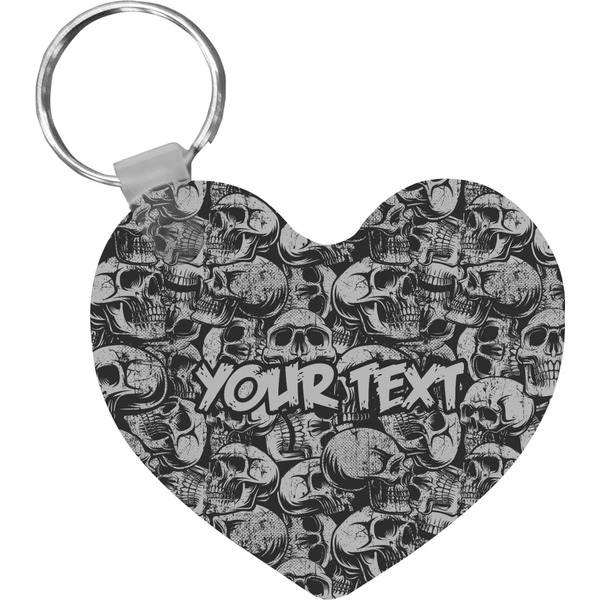 Custom Skulls Heart Plastic Keychain w/ Name or Text