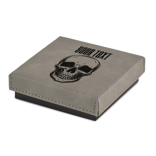 Custom Skulls Jewelry Gift Box - Engraved Leather Lid (Personalized)