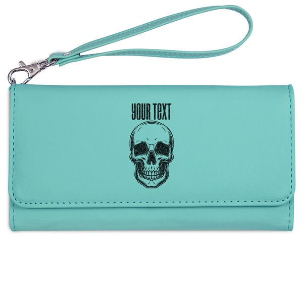 Custom Skulls Ladies Leatherette Wallet - Laser Engraved- Teal (Personalized)