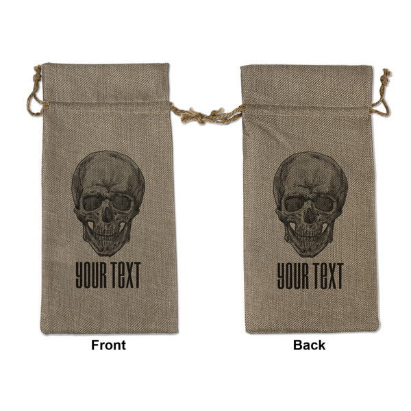 Custom Skulls Large Burlap Gift Bag - Front & Back (Personalized)