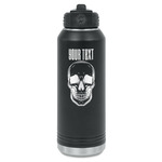 Skulls Water Bottle - Laser Engraved - Front (Personalized)