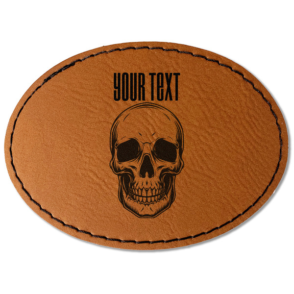 Custom Skulls Faux Leather Iron On Patch - Oval (Personalized)