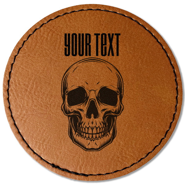 Custom Skulls Faux Leather Iron On Patch - Round (Personalized)