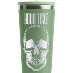 Skulls RTIC Everyday Tumbler with Straw - 28oz - Light Green - Double-Sided (Personalized)