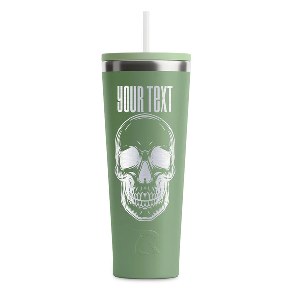 Custom Skulls RTIC Everyday Tumbler with Straw - 28oz - Light Green - Double-Sided (Personalized)