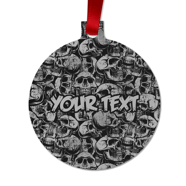 Custom Skulls Metal Ball Ornament - Double Sided w/ Name or Text