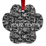 Skulls Metal Paw Ornament - Double Sided w/ Name or Text