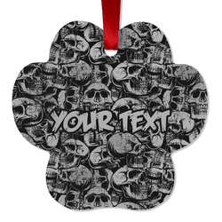 Skulls Metal Paw Ornament - Double Sided w/ Name or Text