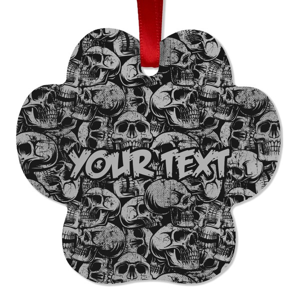 Custom Skulls Metal Paw Ornament - Double Sided w/ Name or Text