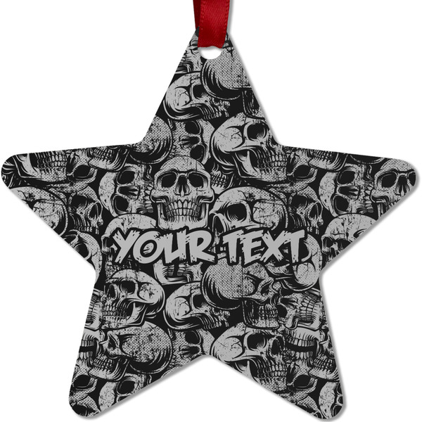 Custom Skulls Metal Star Ornament - Double Sided w/ Name or Text