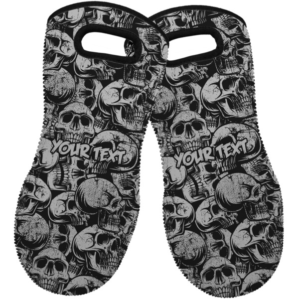 Custom Skulls Neoprene Oven Mitts - Set of 2 w/ Name or Text