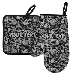 Skulls Left Oven Mitt & Pot Holder Set w/ Name or Text