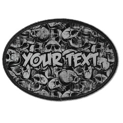 Skulls Iron On Oval Patch w/ Name or Text