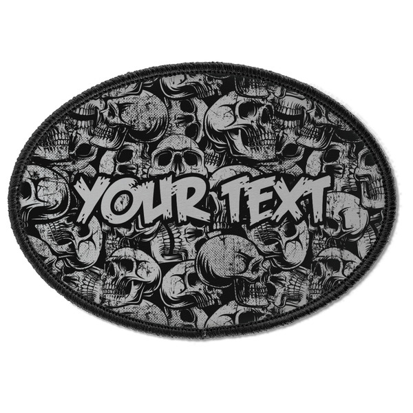 Custom Skulls Iron On Oval Patch w/ Name or Text