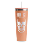 Skulls RTIC Everyday Tumbler with Straw - 28oz - Peach - Double-Sided (Personalized)