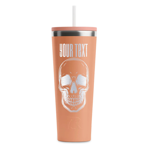 Custom Skulls RTIC Everyday Tumbler with Straw - 28oz - Peach - Double-Sided (Personalized)