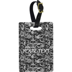 Skulls Plastic Luggage Tag - Rectangular w/ Name or Text