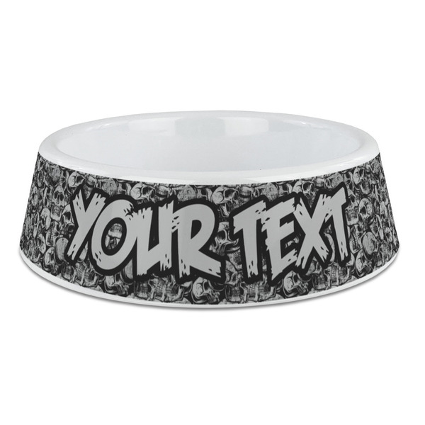 Custom Skulls Plastic Dog Bowl - Large (Personalized)