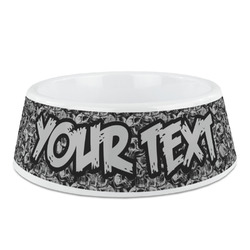 Skulls Plastic Dog Bowl - Medium (Personalized)