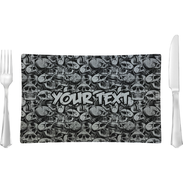 Custom Skulls Rectangular Glass Lunch / Dinner Plate - Single or Set (Personalized)