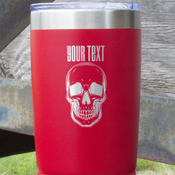 Skulls 20 oz Stainless Steel Tumbler - Red - Double Sided (Personalized)