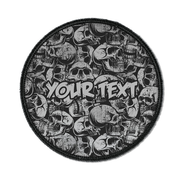 Custom Skulls Iron On Round Patch w/ Name or Text