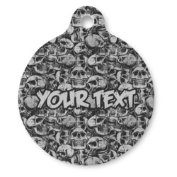 Skulls Round Pet ID Tag - Large (Personalized)