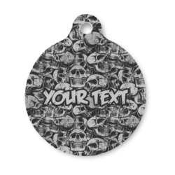 Skulls Round Pet ID Tag - Small (Personalized)