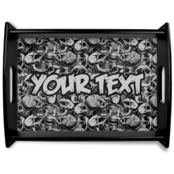 Skulls Black Wooden Tray - Large (Personalized)